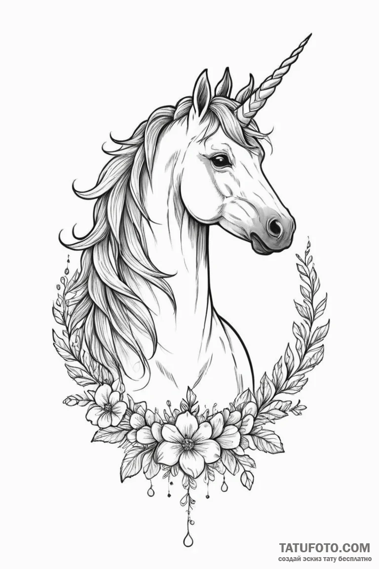 Unicorn - эскиз тату (№1750695196_0, 23.06.2025 16:13) — Tatufoto.com