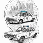 A tattoo of the «spinner» police car, detaile… — эскиз тату (№1750695605_0, 23.06.2025 16:20) — Tatufoto.com