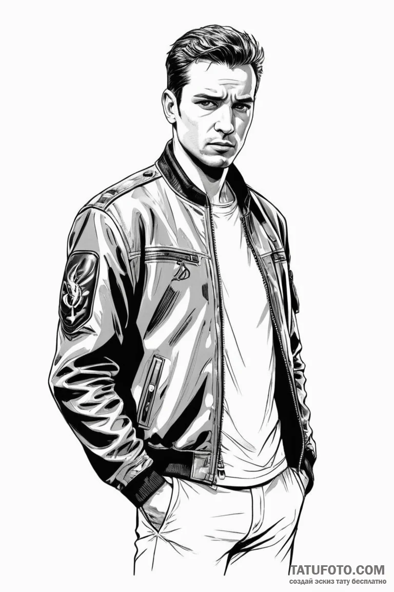 A graphic novel portrait of the driver from d... - эскиз тату (№1750695685_0, 23.06.2025 16:21) — Tatufoto.com