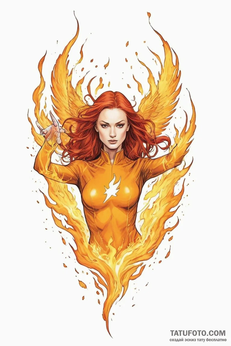 A graphic novel portrait of jean grey as the... - эскиз тату (№1750696658_0, 23.06.2025 16:37) — Tatufoto.com