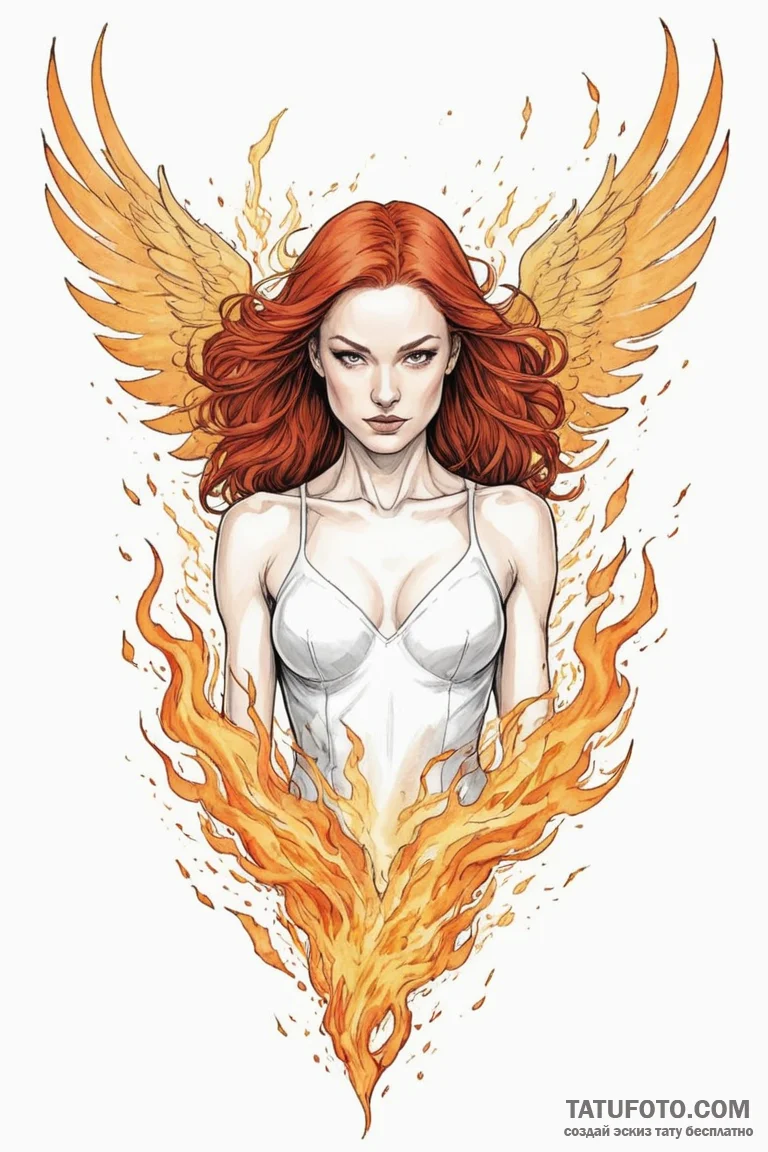 A graphic novel portrait of jean grey as the... - эскиз тату (№1750696658_1, 23.06.2025 16:37) — Tatufoto.com