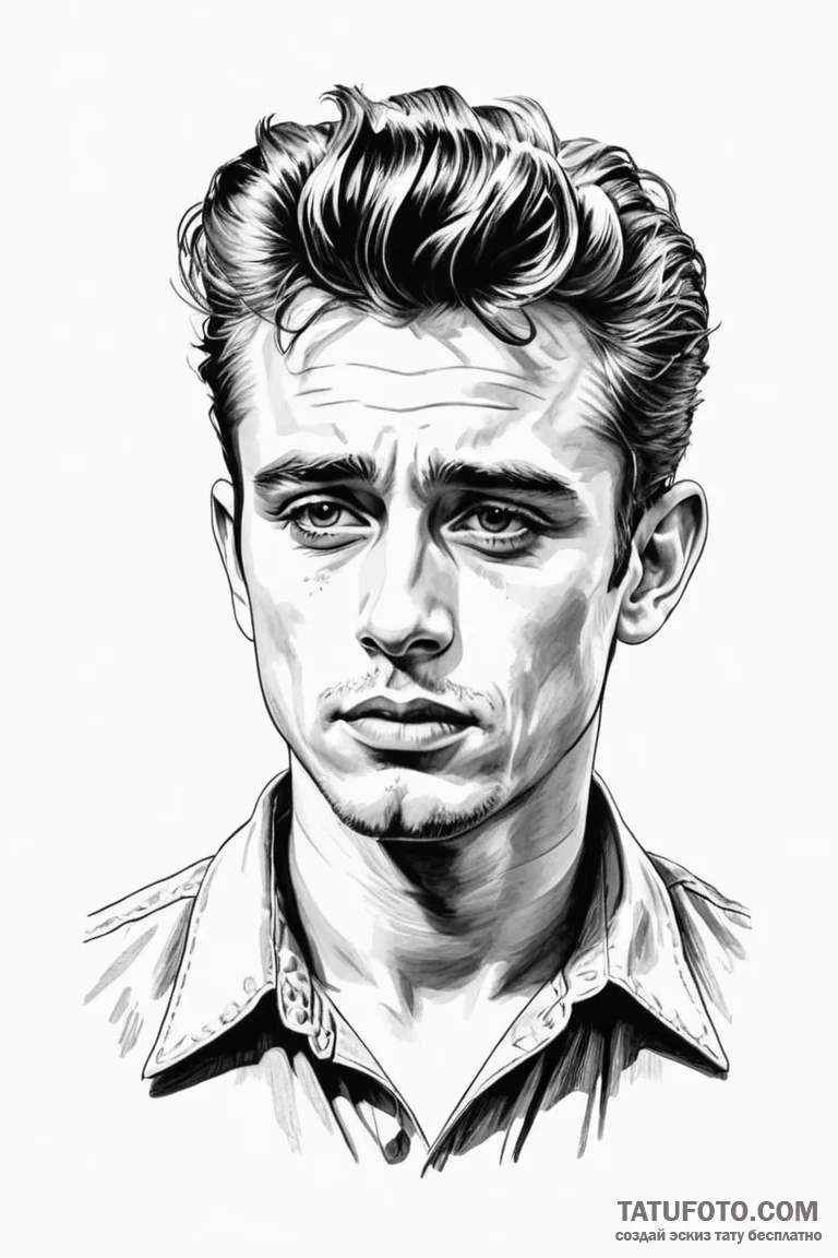 A graphic novel portrait of james dean from r... - эскиз тату (№1750697417_0, 23.06.2025 16:50) — Tatufoto.com