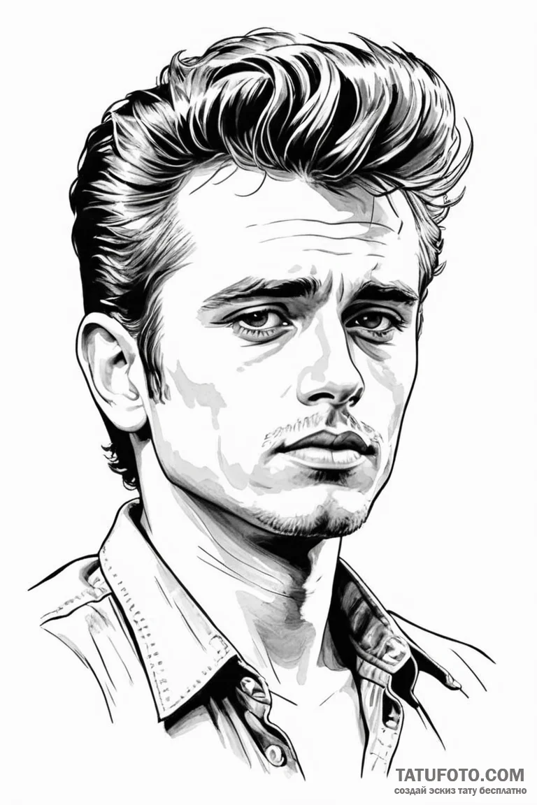 A graphic novel portrait of james dean from r... - эскиз тату (№1750697417_1, 23.06.2025 16:50) — Tatufoto.com
