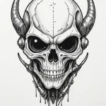 A neo-traditional tattoo of the alien skull-f… — эскиз тату (№1750697490_1, 23.06.2025 16:51) — Tatufoto.com
