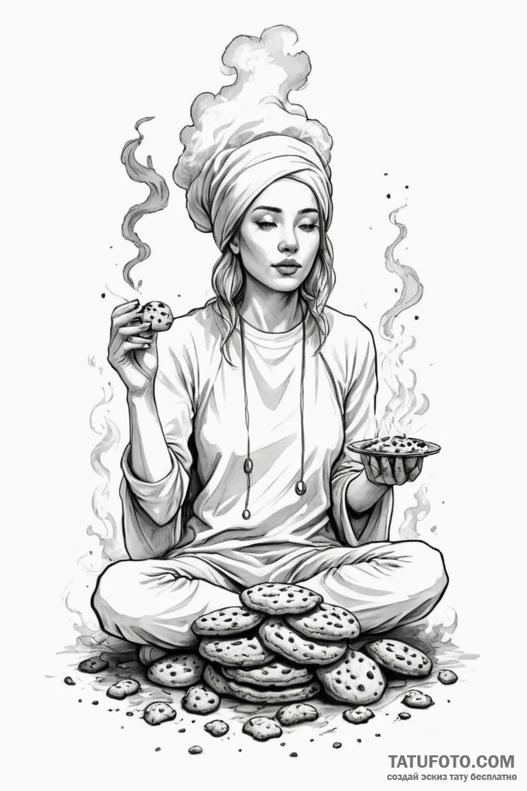 A sketch of the oracle, surrounded by smoke a... - эскиз тату (№1750698140_0, 23.06.2025 17:02) — Tatufoto.com
