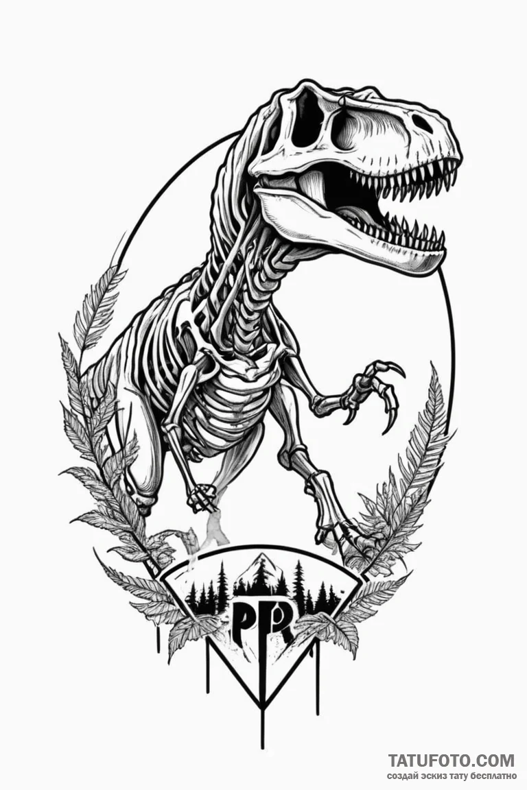 A minimalist linework tattoo of the t-rex ske... - эскиз тату (№1750698213_0, 23.06.2025 17:03) — Tatufoto.com