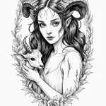 A neo-traditional tattoo of ofelia from pan’s… — эскиз тату (№1750698344_0, 23.06.2025 17:05) — Tatufoto.com