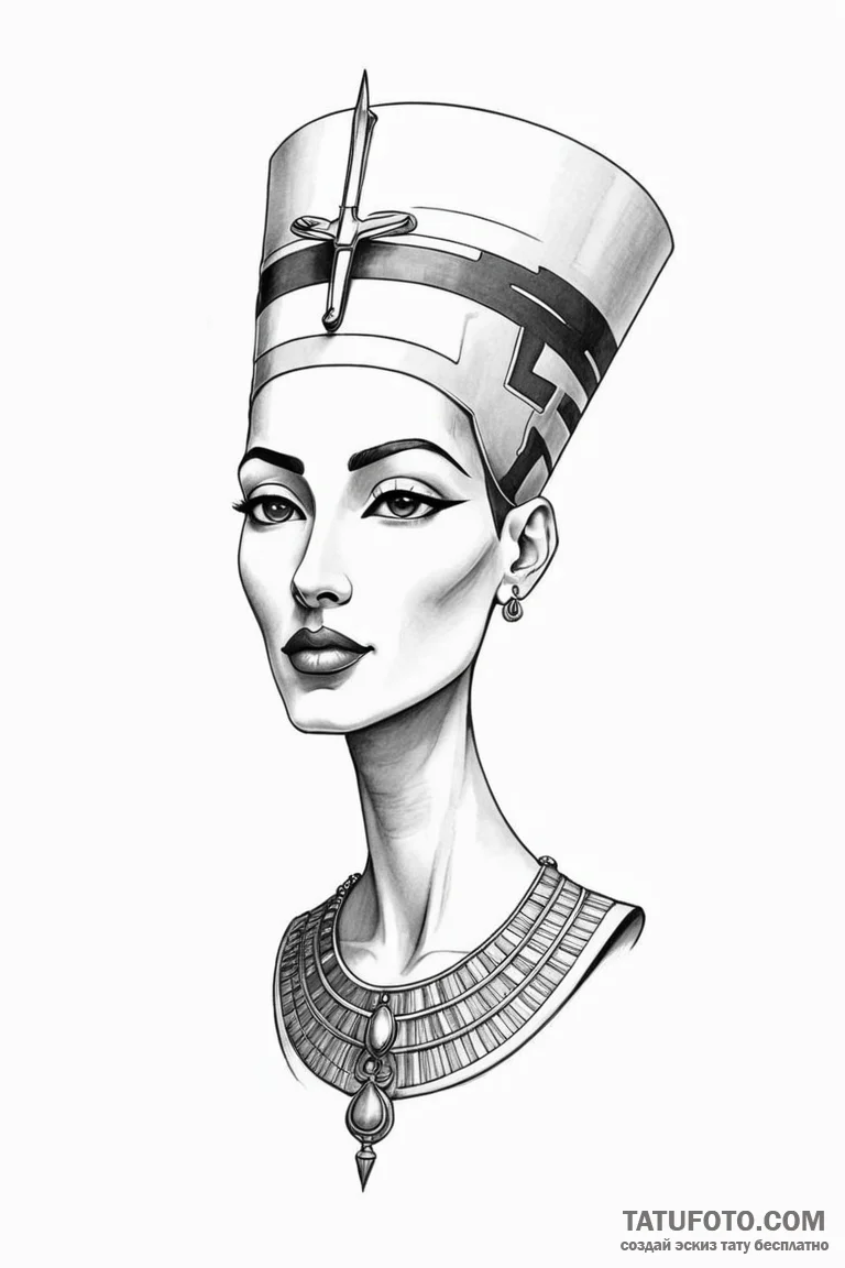 Nefertiti - эскиз тату (№1750699145_0, 23.06.2025 17:19) — Tatufoto.com