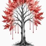 A watercolor sketch of the weirwood tree with… — эскиз тату (№1750699795_0, 23.06.2025 17:29) — Tatufoto.com