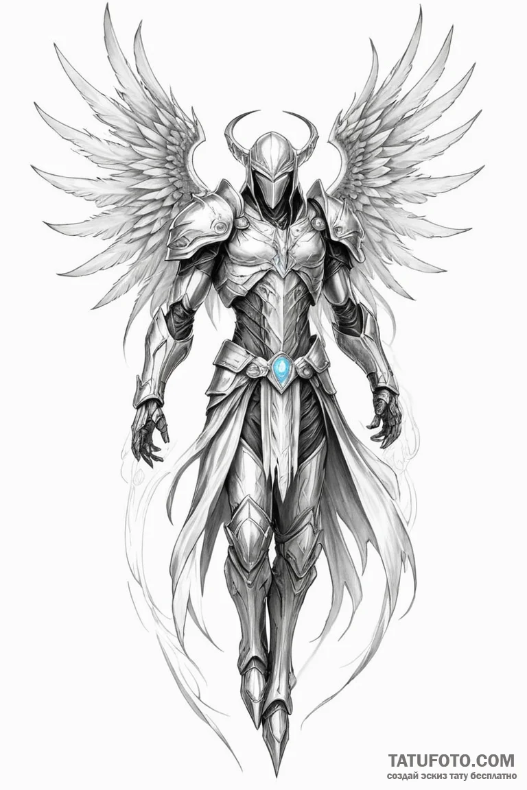 A sketch of tyrael, the archangel of justice... - эскиз тату (№1750699867_0, 23.06.2025 17:31) — Tatufoto.com