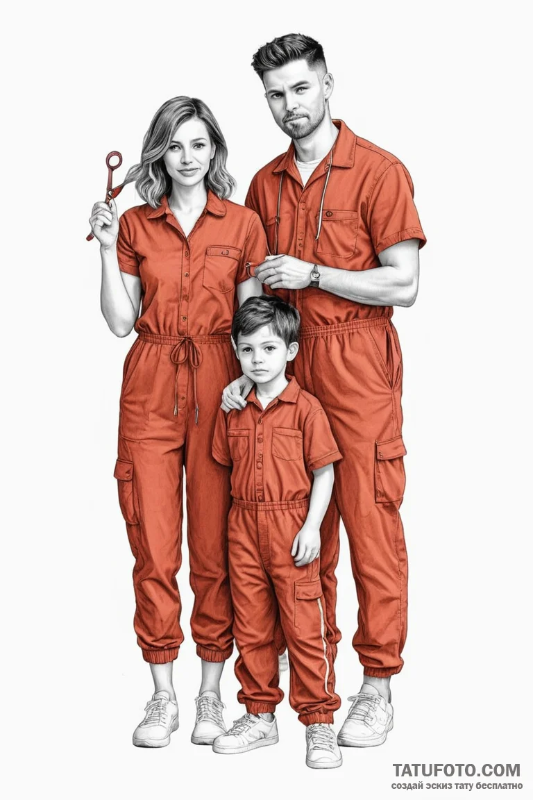 A sketch of the tethered family from us, with... - эскиз тату (№1750699939_1, 23.06.2025 17:32) — Tatufoto.com
