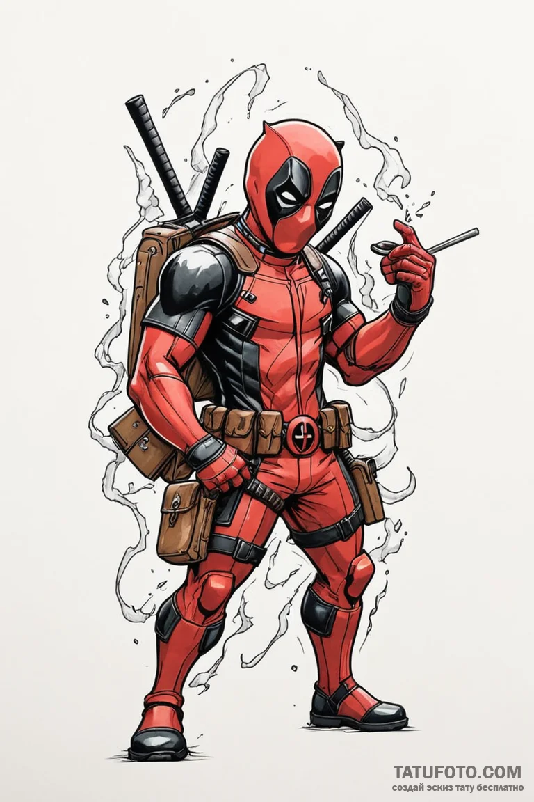 A neo-traditional tattoo of deadpool, breakin... - эскиз тату (№1750700010_0, 23.06.2025 17:33) — Tatufoto.com