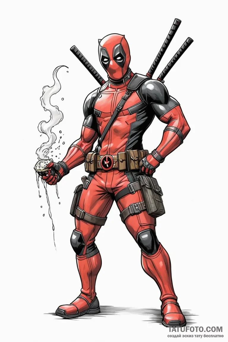 A neo-traditional tattoo of deadpool, breakin... - эскиз тату (№1750700010_1, 23.06.2025 17:33) — Tatufoto.com