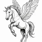 A linework tattoo of a pegasus in flight. — эскиз тату (№1750700150_0, 23.06.2025 17:35) — Tatufoto.com
