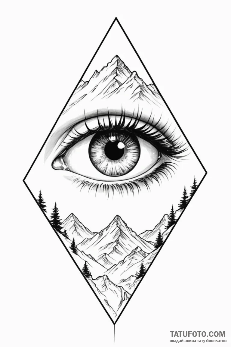 Eye mountain - эскиз тату (№1750700222_0, 23.06.2025 17:37) — Tatufoto.com