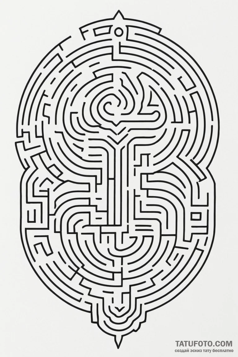 A linework tattoo of the maze symbol from wes... - эскиз тату (№1750700291_0, 23.06.2025 17:38) — Tatufoto.com