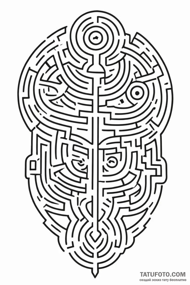 A linework tattoo of the maze symbol from wes... - эскиз тату (№1750700291_1, 23.06.2025 17:38) — Tatufoto.com