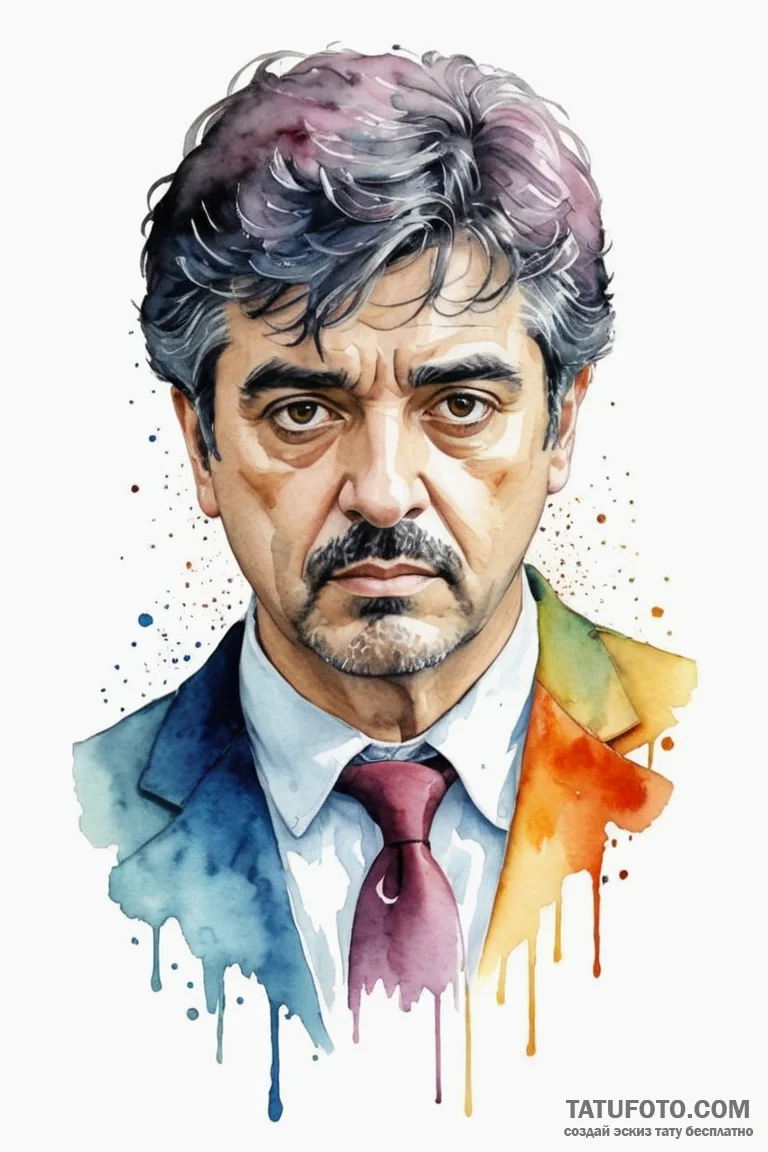 A watercolor tattoo of the surreal, saturated... - эскиз тату (№1750700361_1, 23.06.2025 17:39) — Tatufoto.com