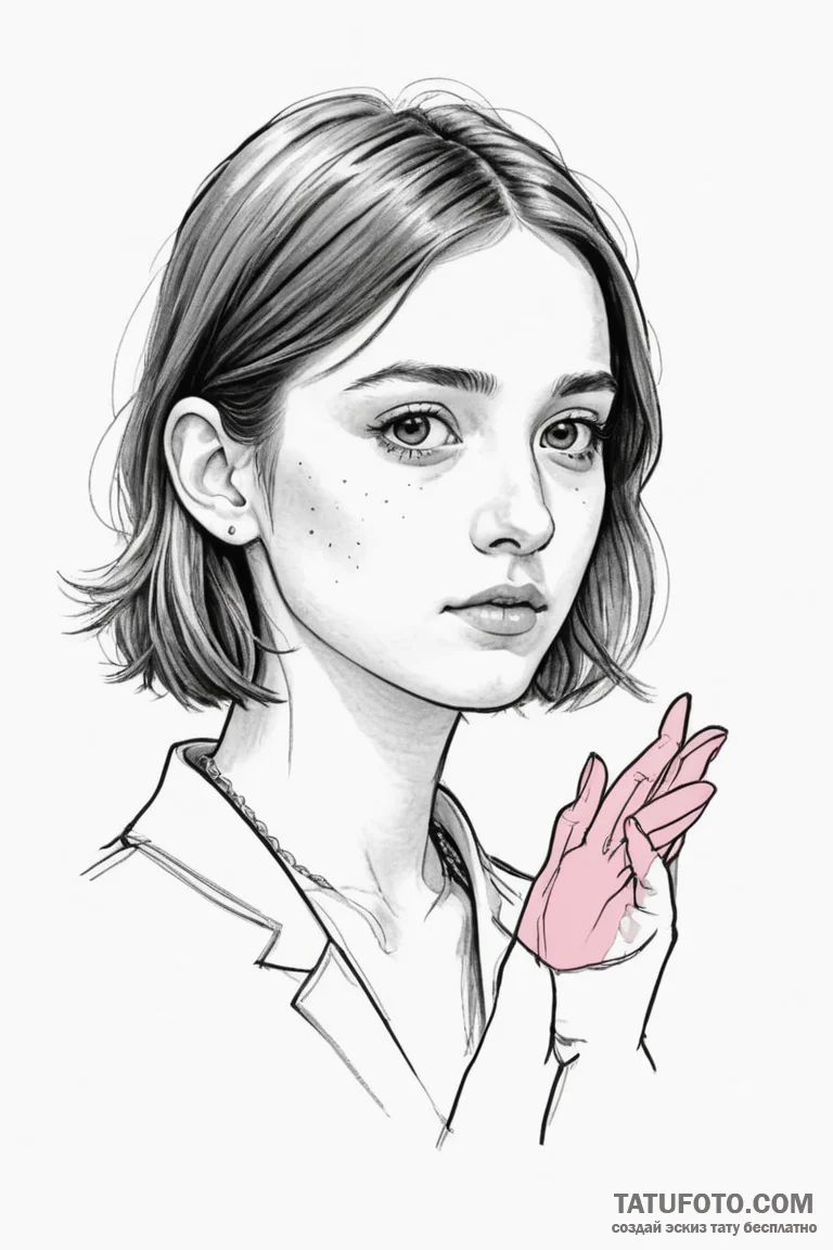 A sketch of the main character from lady bird... - эскиз тату (№1750700510_0, 23.06.2025 17:41) — Tatufoto.com