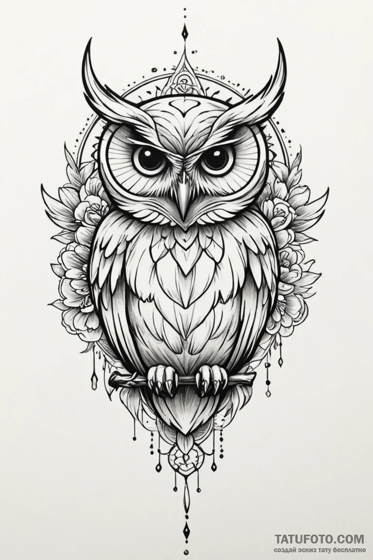 Neo-traditional tattoo design of the owl from... - эскиз тату (№1750700582_0, 23.06.2025 17:43) — Tatufoto.com