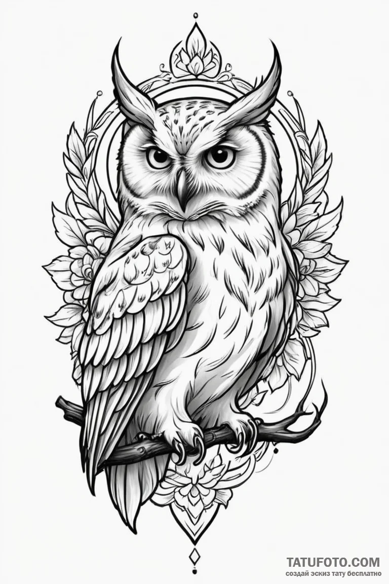 Neo-traditional tattoo design of the owl from... - эскиз тату (№1750700582_1, 23.06.2025 17:43) — Tatufoto.com