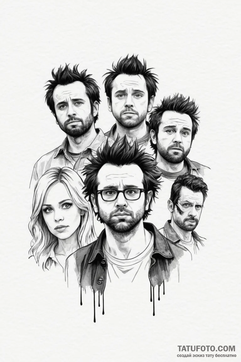 A watercolor sketch of the main characters fr... - эскиз тату (№1750700829_0, 23.06.2025 17:47) — Tatufoto.com