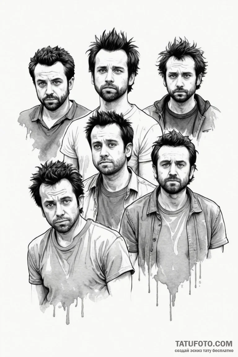 A watercolor sketch of the main characters fr... - эскиз тату (№1750700829_1, 23.06.2025 17:47) — Tatufoto.com