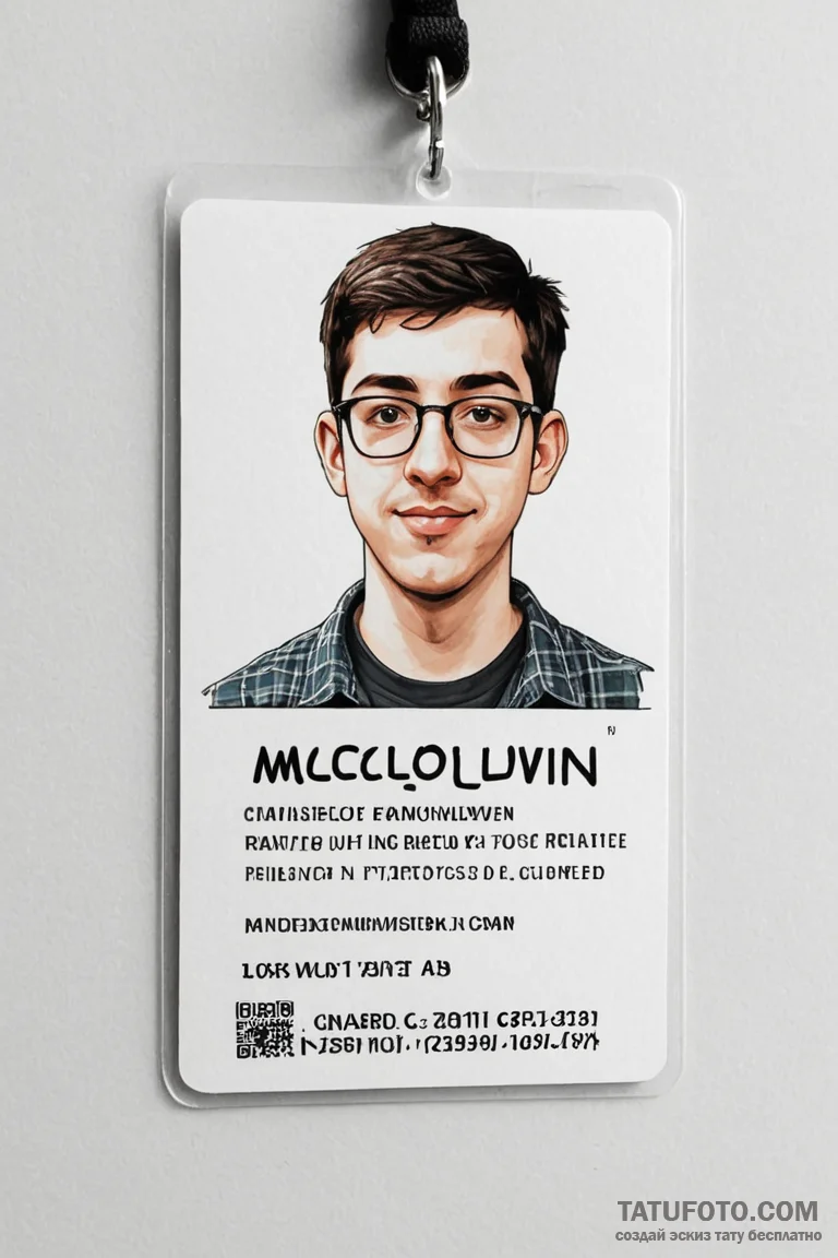 A minimalist tattoo of the "mclovin" id card, - эскиз тату (№1750700900_0, 23.06.2025 17:48) — Tatufoto.com