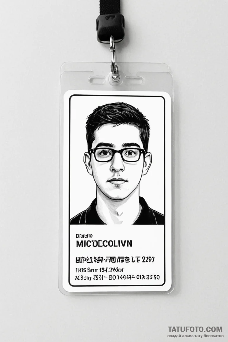 A minimalist tattoo of the "mclovin" id card, - эскиз тату (№1750700900_1, 23.06.2025 17:48) — Tatufoto.com