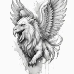 A watercolor sketch of a majestic griffin, ha… — эскиз тату (№1750700976_0, 23.06.2025 17:49) — Tatufoto.com
