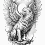 A watercolor sketch of a majestic griffin, ha… — эскиз тату (№1750700976_1, 23.06.2025 17:49) — Tatufoto.com