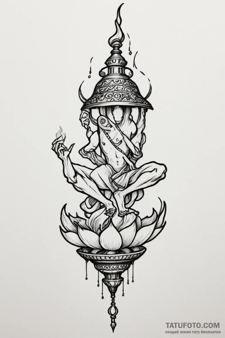 A neo-traditional tattoo of a djinn emerging... - эскиз тату (№1750701200_1, 23.06.2025 17:53) — Tatufoto.com