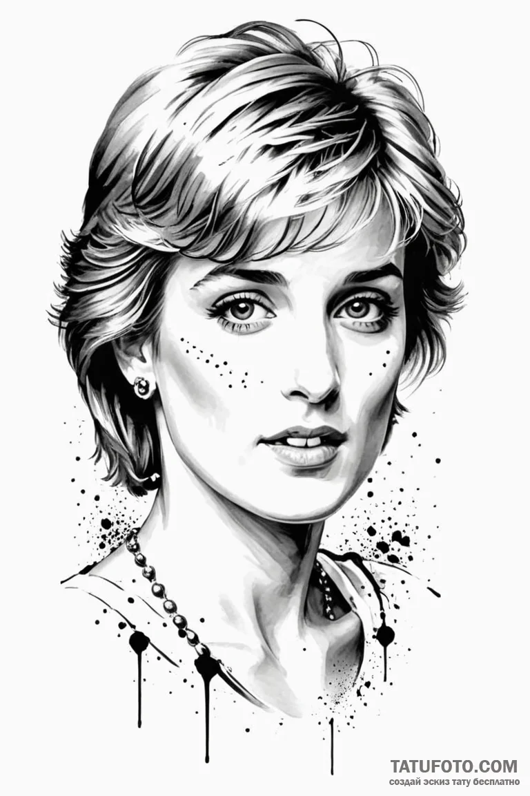 A trash polka tattoo of princess diana, beaut... - эскиз тату (№1750701597_1, 23.06.2025 17:59) — Tatufoto.com