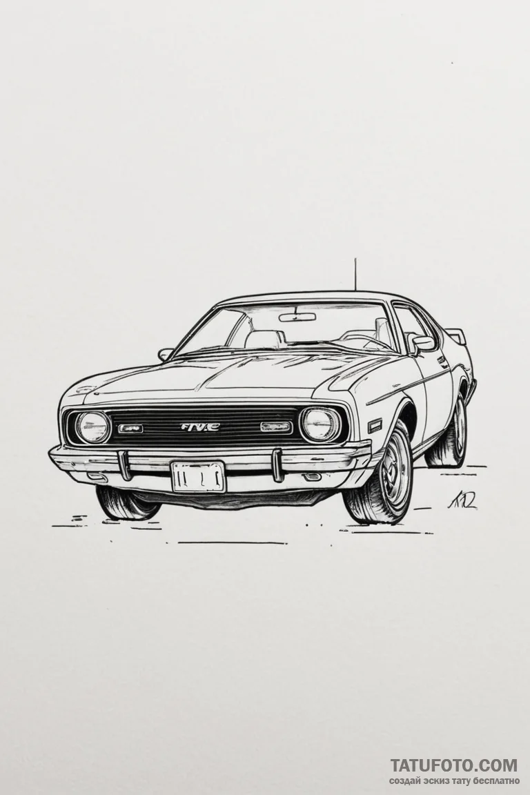 A linework tattoo of the "outatime" license p... - эскиз тату (№1750701740_0, 23.06.2025 18:02) — Tatufoto.com