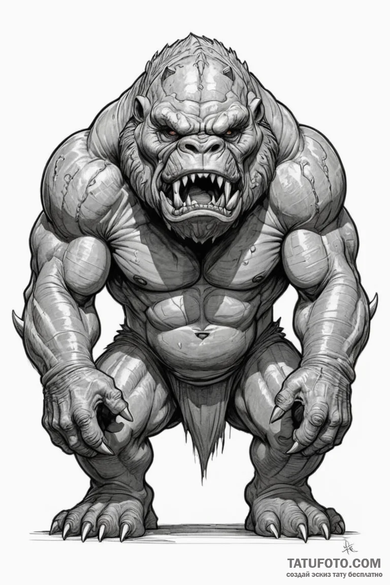 43. a sketch of a rancor, monstrous and power... - эскиз тату (№1750702019_0, 23.06.2025 18:06) — Tatufoto.com