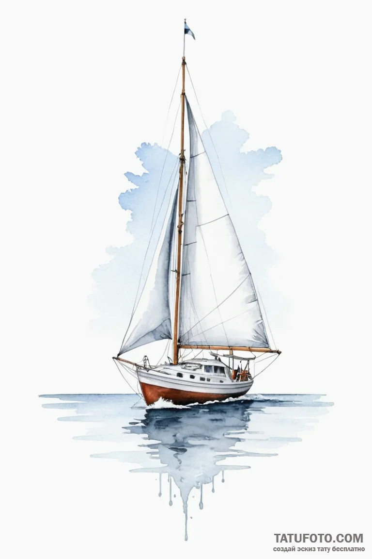 A watercolor sketch of the boat sailing away... - эскиз тату (№1750702161_1, 23.06.2025 18:09) — Tatufoto.com