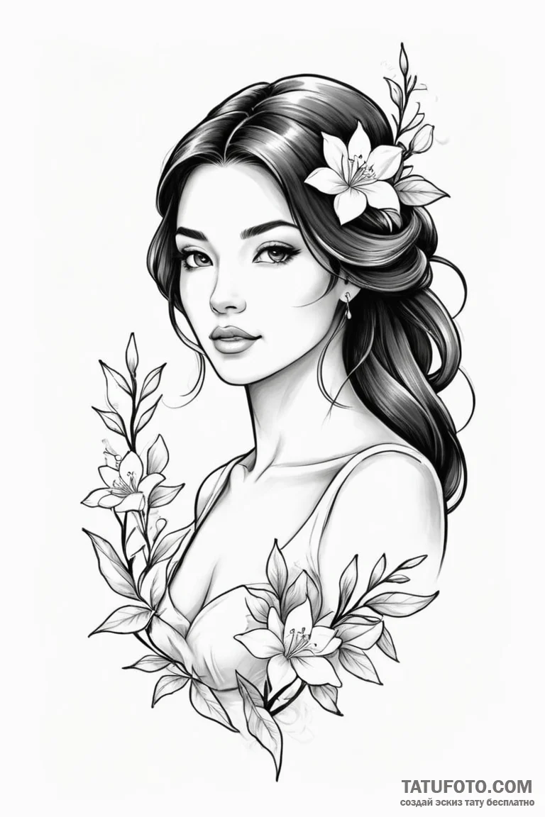 Jasmine - эскиз тату (№1750705612_0, 23.06.2025 19:06) — Tatufoto.com