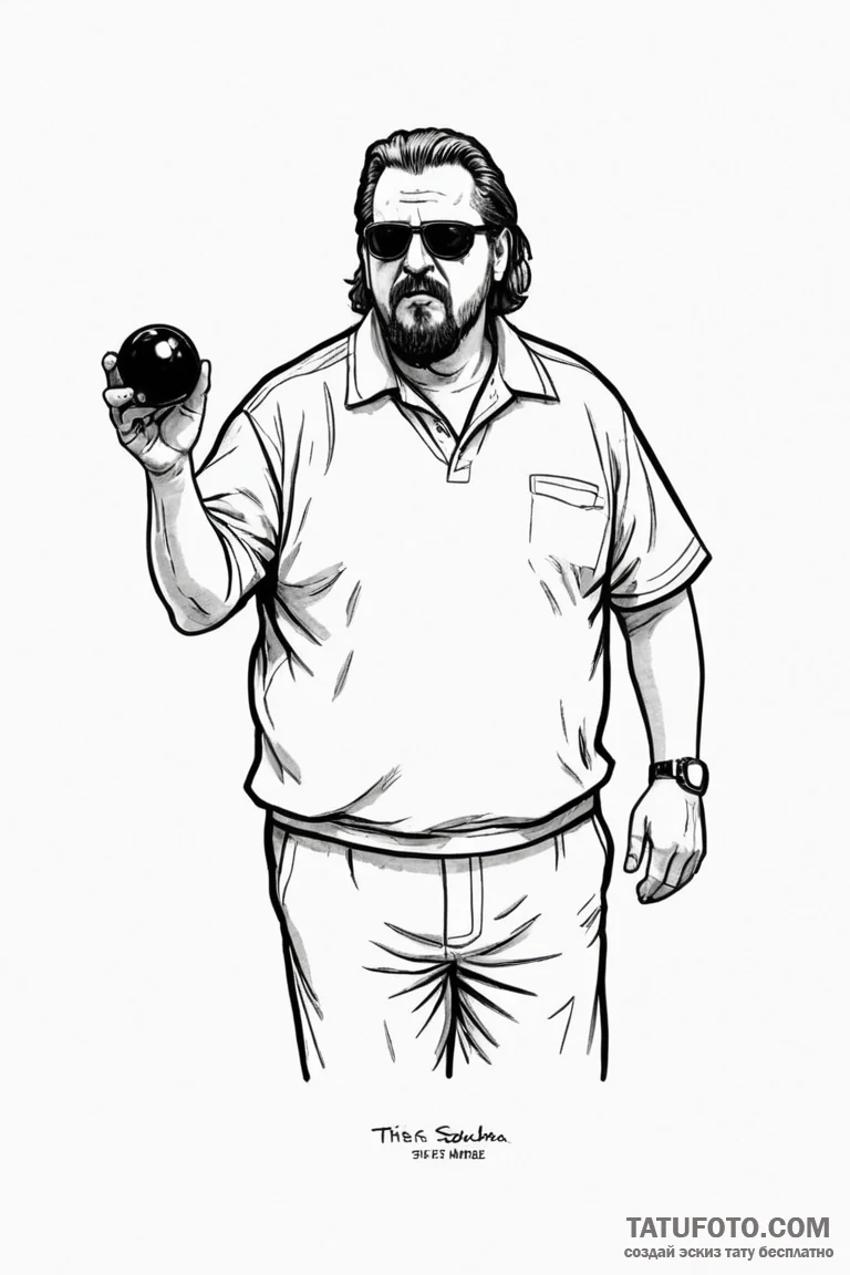 A sketch of walter sobchak from the big lebow... - эскиз тату (№1750705679_0, 23.06.2025 19:07) — Tatufoto.com
