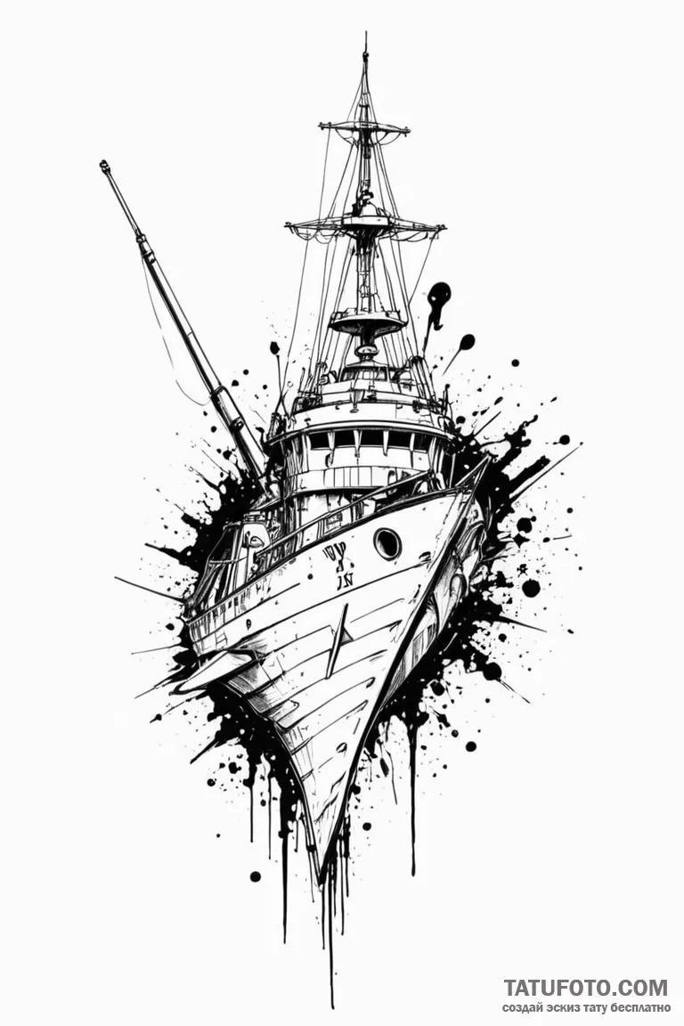 A trash polka composition of the swordfish ii... - эскиз тату (№1750706579_0, 23.06.2025 19:22) — Tatufoto.com