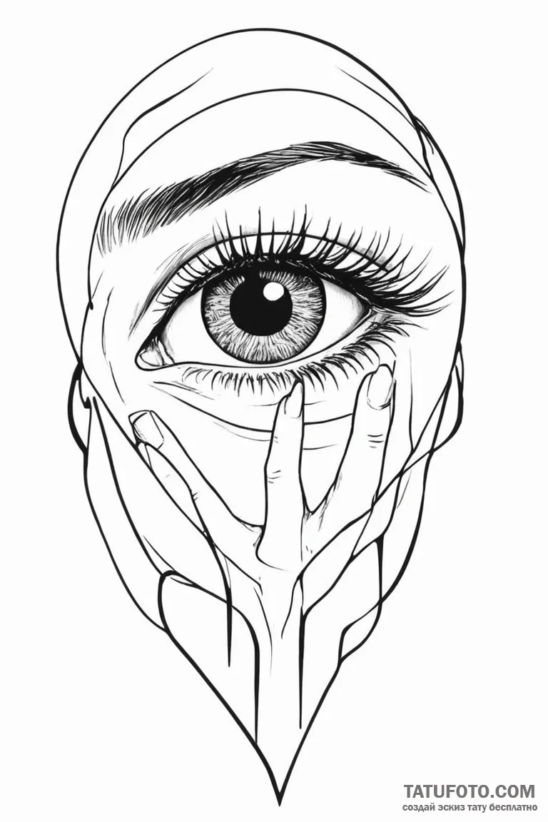 A linework tattoo of the iconic eye-slitting... - эскиз тату (№1750707440_0, 23.06.2025 19:37) — Tatufoto.com