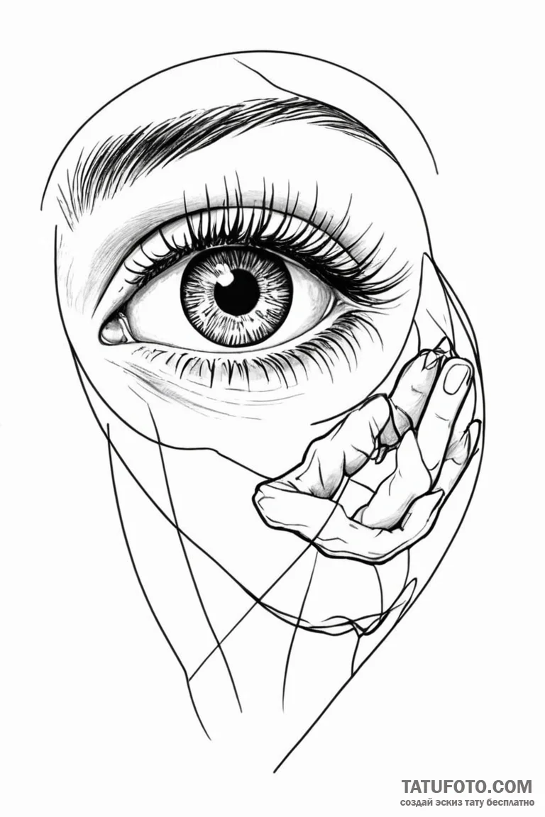 A linework tattoo of the iconic eye-slitting... - эскиз тату (№1750707440_1, 23.06.2025 19:37) — Tatufoto.com