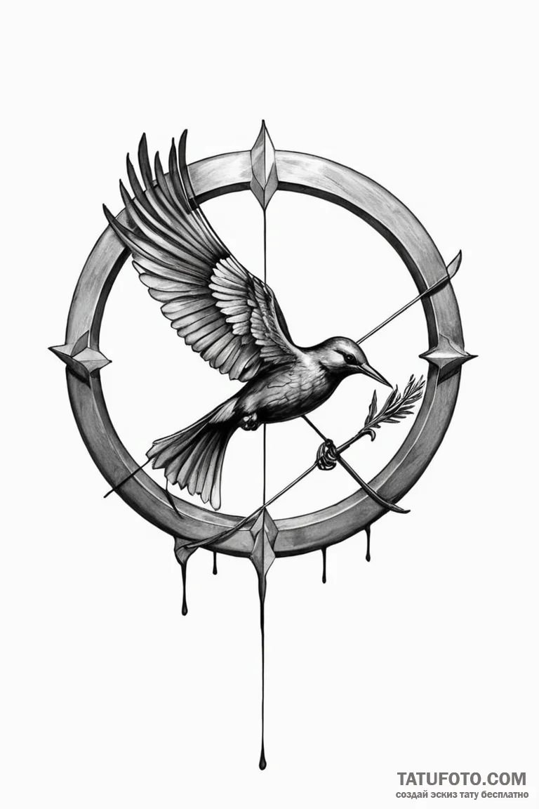 Mockingjay - эскиз тату (№1750708289_0, 23.06.2025 19:51) — Tatufoto.com