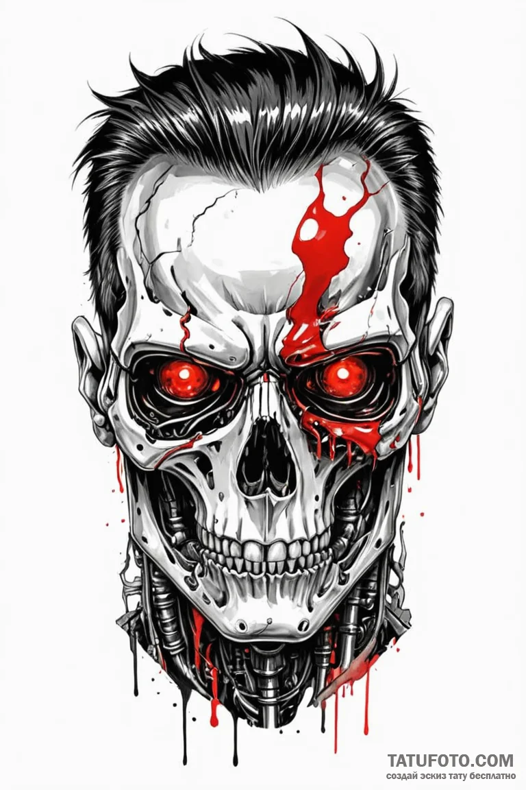 121. trash polka portrait of the t-800, half... - эскиз тату (№1750708357_0, 23.06.2025 19:52) — Tatufoto.com