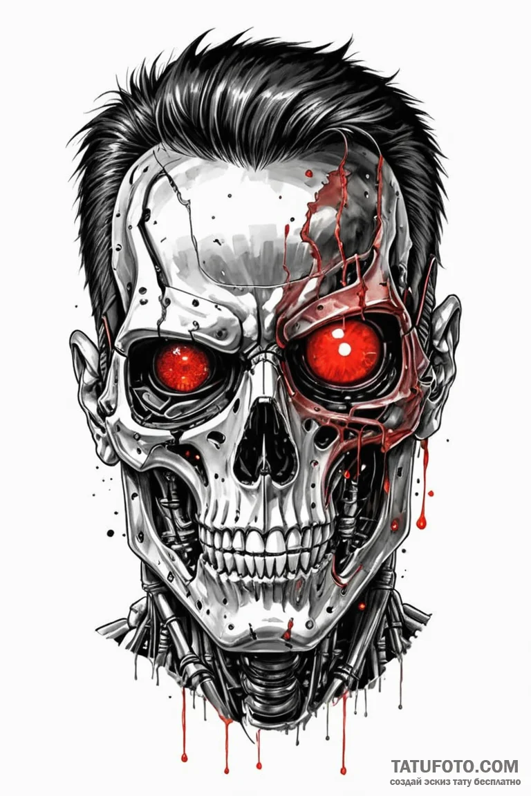 121. trash polka portrait of the t-800, half... - эскиз тату (№1750708357_1, 23.06.2025 19:52) — Tatufoto.com