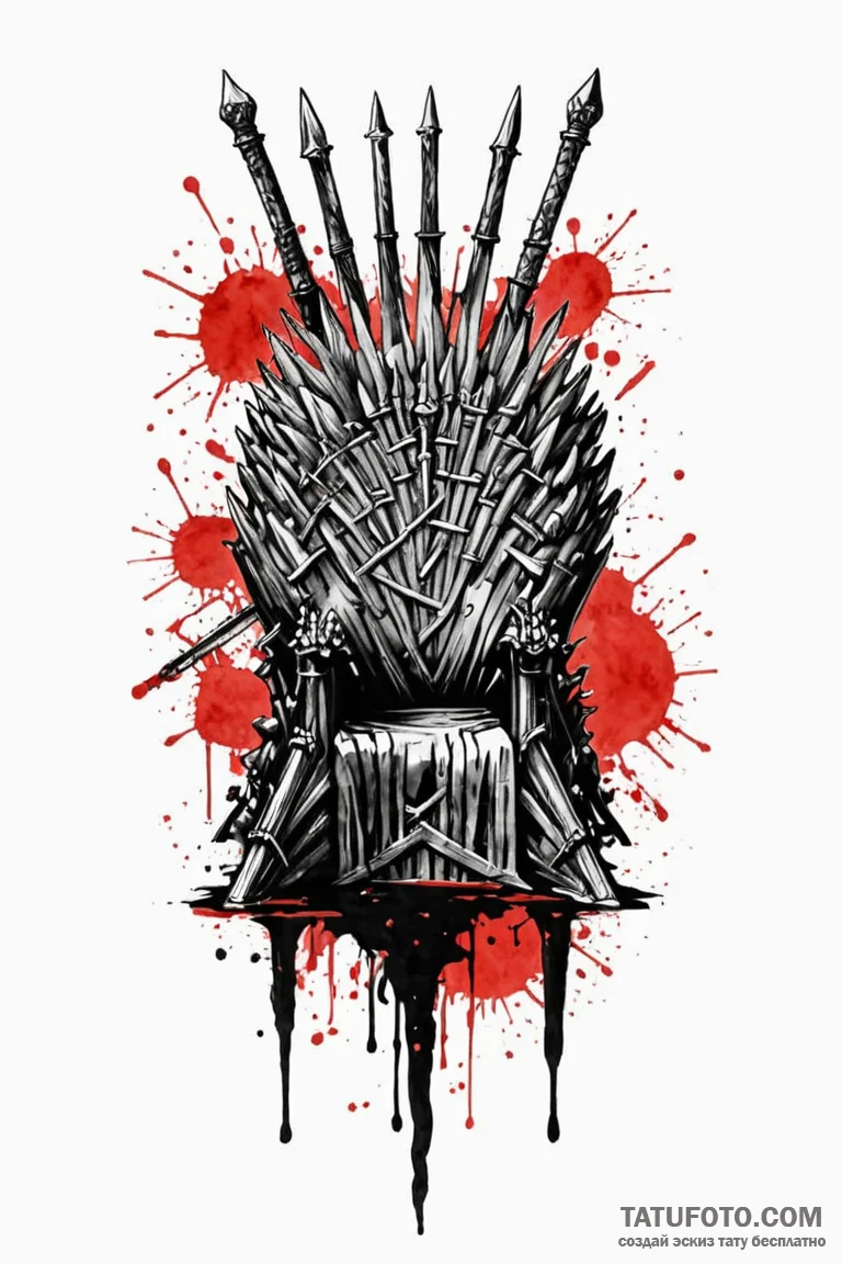 A trash polka tattoo of the iron throne, made... - эскиз тату (№1750709408_0, 23.06.2025 20:10) — Tatufoto.com