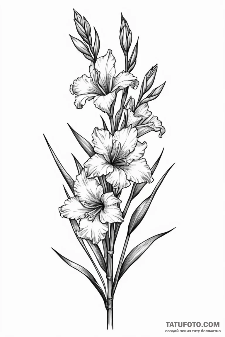 Gladiolus - эскиз тату (№1750711990_0, 23.06.2025 20:53) — Tatufoto.com
