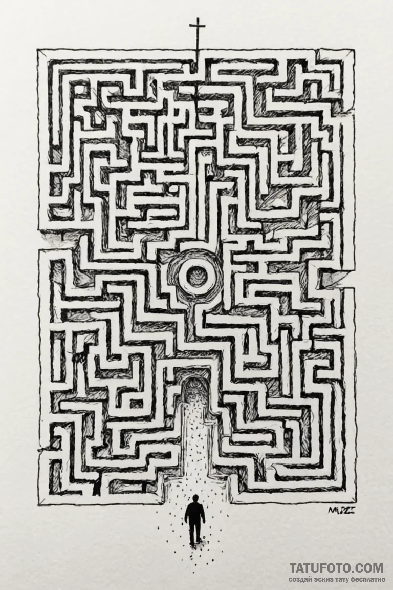 A linework tattoo of the maze from the shinin... - эскиз тату (№1750714774_1, 23.06.2025 21:39) — Tatufoto.com