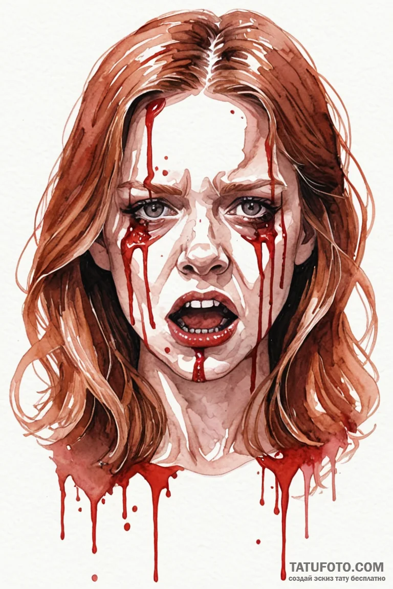 A watercolor sketch of carrie white at the pr... - эскиз тату (№1750715474_1, 23.06.2025 21:51) — Tatufoto.com