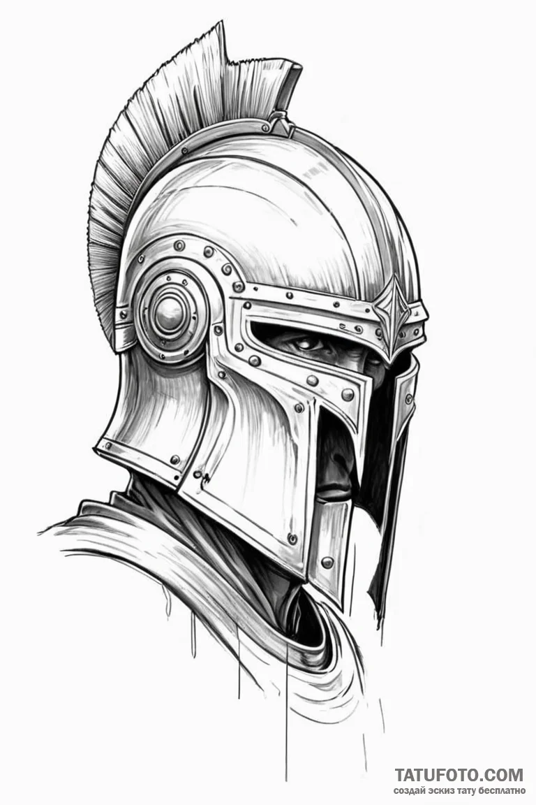 A linework design of the unsullied helmet. - эскиз тату (№1750715545_0, 23.06.2025 21:52) — Tatufoto.com
