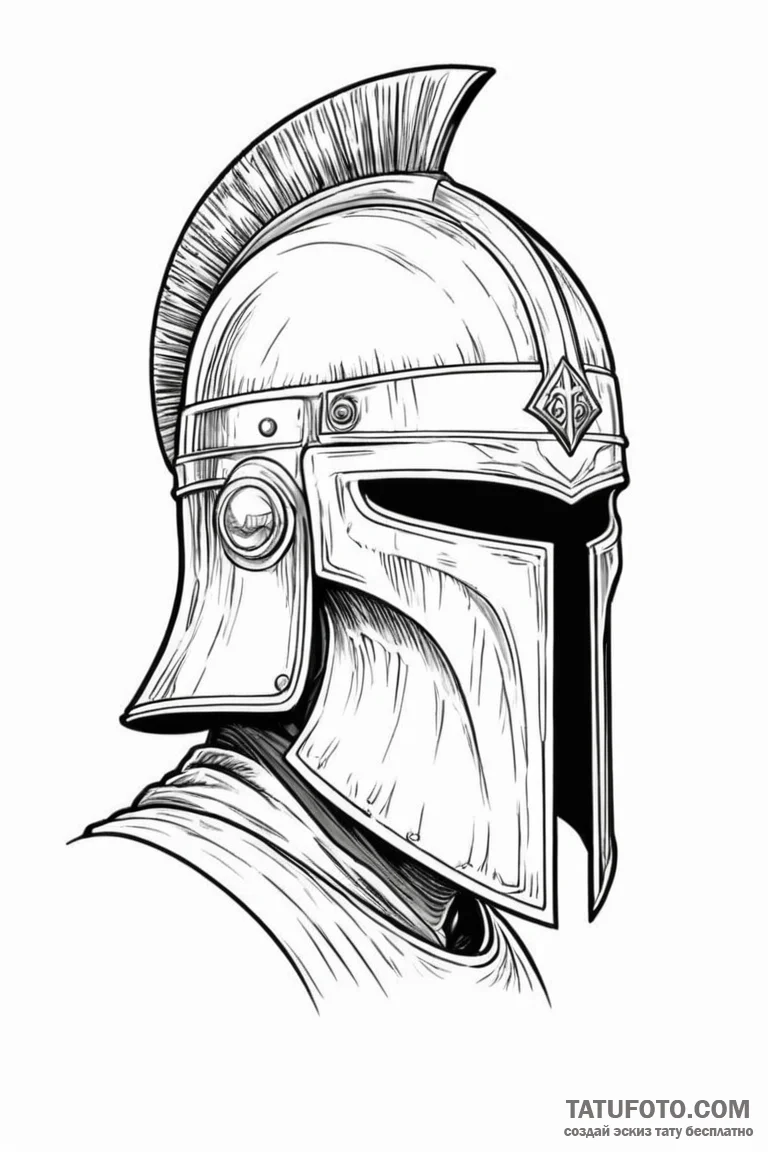 A linework design of the unsullied helmet. - эскиз тату (№1750715545_1, 23.06.2025 21:52) — Tatufoto.com
